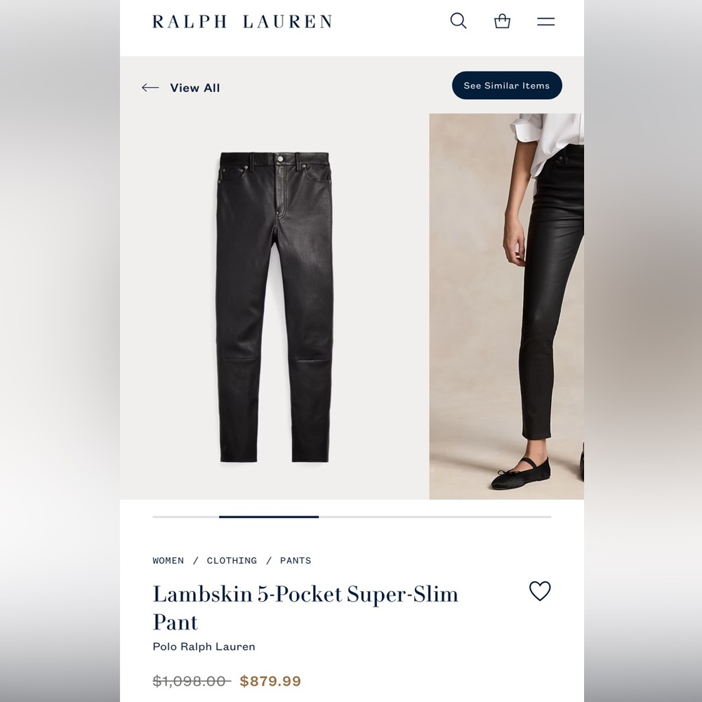 EC Polo Ralph Lauren Lamb Leather Pants size 0